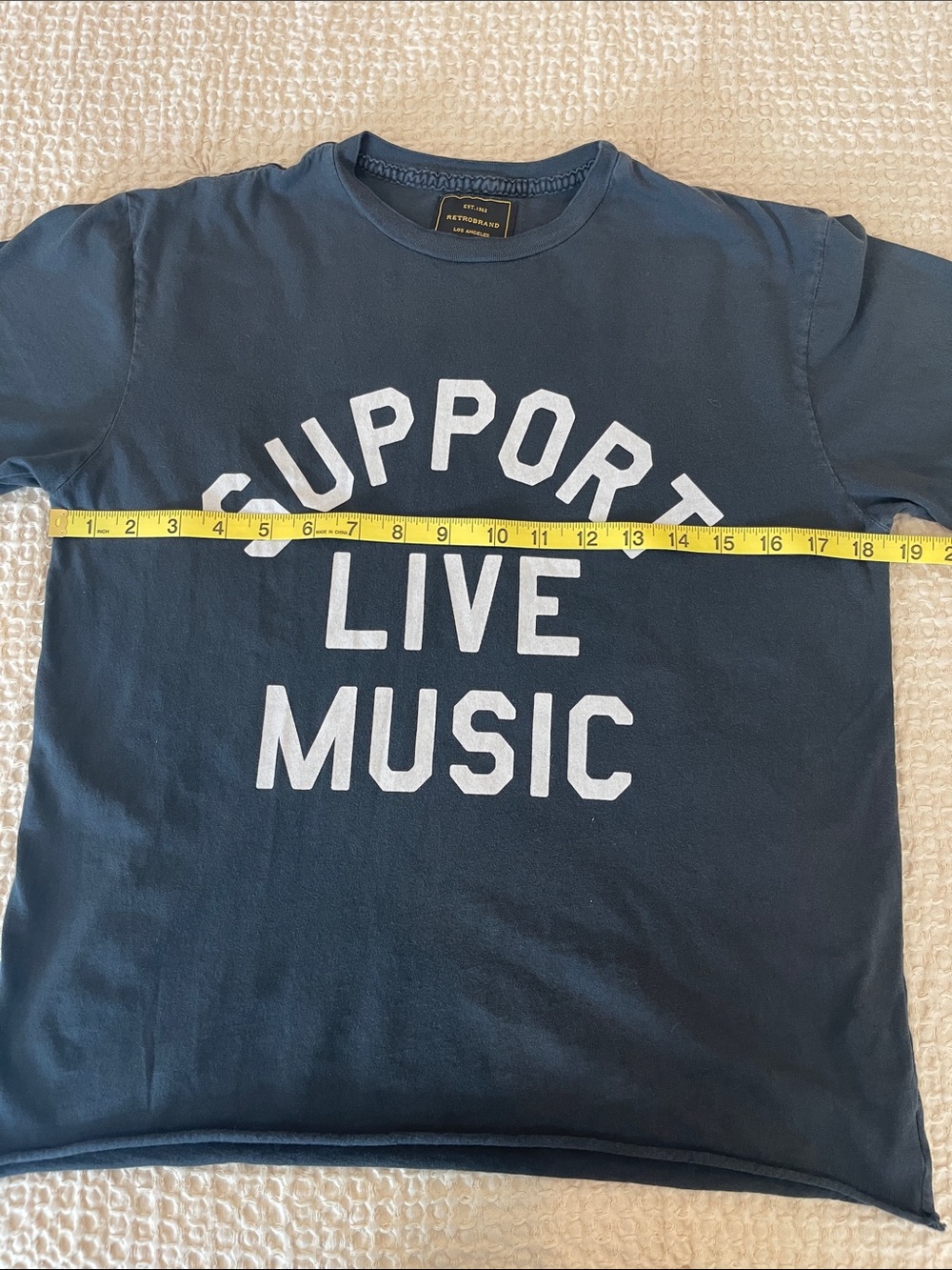 Retrobrand Support Live Music Vintage-like Cotton T-Shirt Size XS Washed Black - Picture 3 of 6